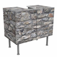 WASCHBECKENUNTERSCHRANK Naturstein Tapete Alte Steinmauer 60/55/35 cm - Grau, Holzwerkstoff (60/55/35cm) - Bilderwelten