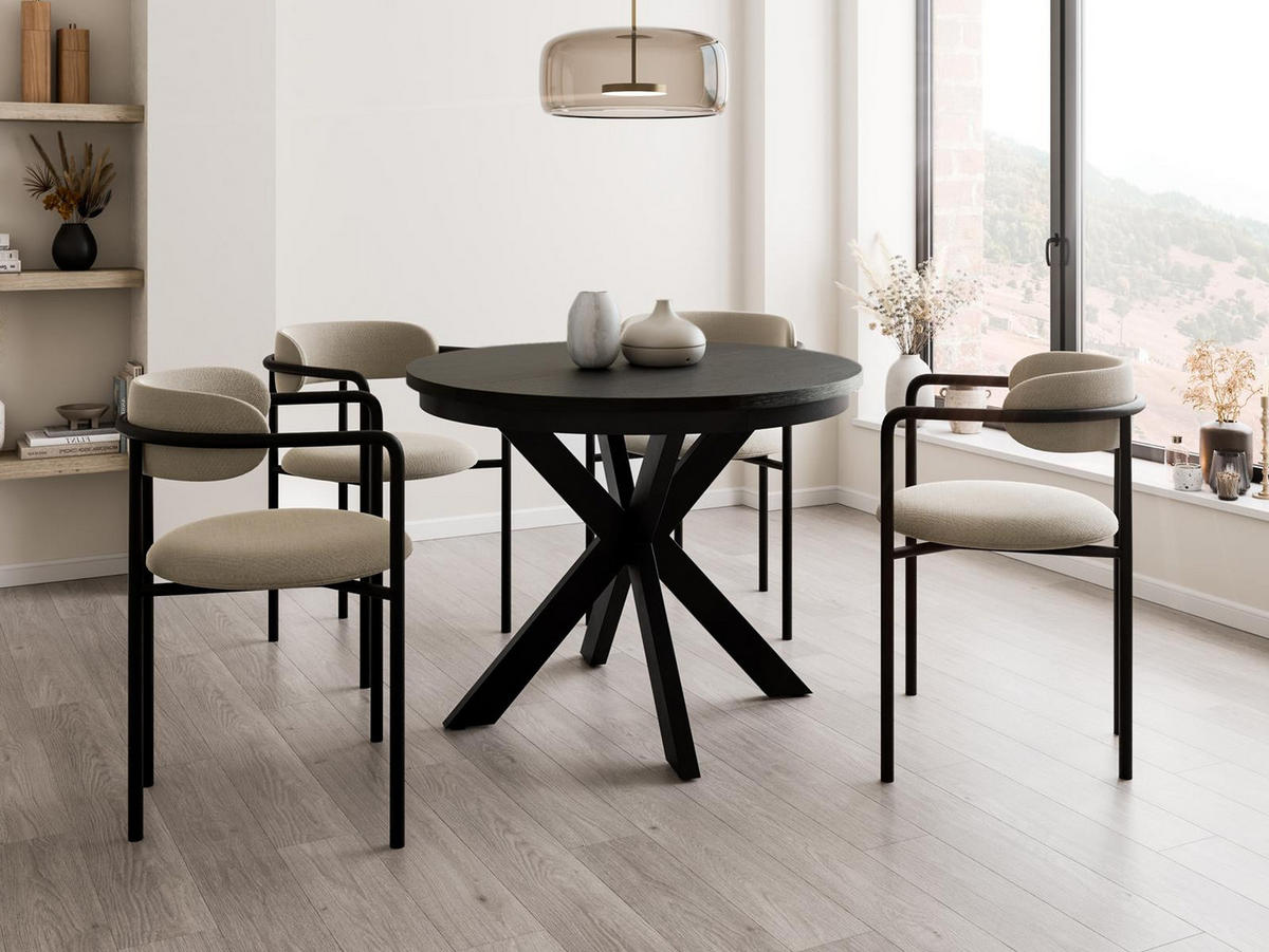 ESSTISCH Schwarz Holz 100-180 BELLAMI - Schwarz, Holzwerkstoff (100/100/75cm) - Compleo24