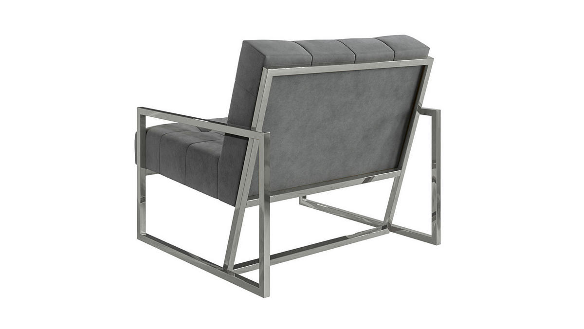 LOUNGESESSEL Duban Grau Samtstoff - Silberfarben/Grau, Holz/Textil (84/81/89cm) - S-Style Möbel