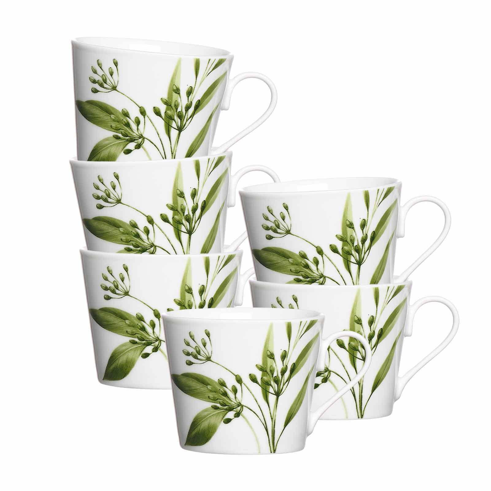 KAFFEETASSEN Evora weiß-grün 200 ml 6er Set - Weiß/Grün, Keramik (0.2L) - Ritzenhoff Breker