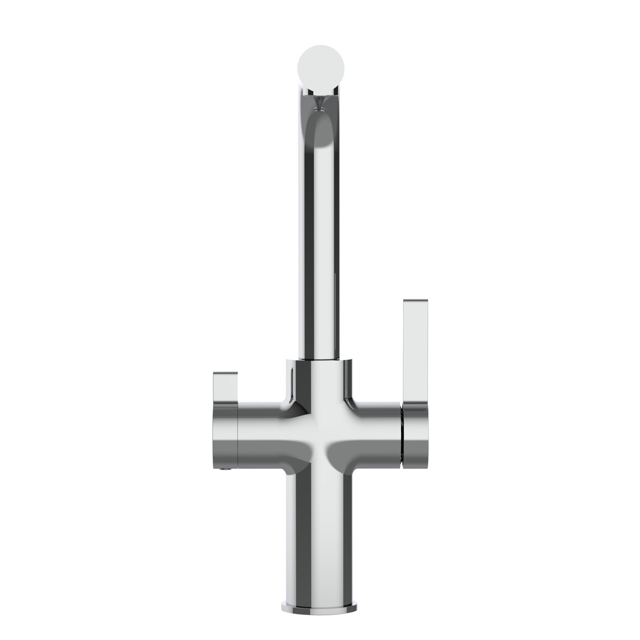 NIEDERDRUCK-3-WEGE-KÜCHENARMATUR, Verchromt, 360° schwenkbar - Chromfarben, Metall (22.4/34.8/22.4cm) - VIZIO