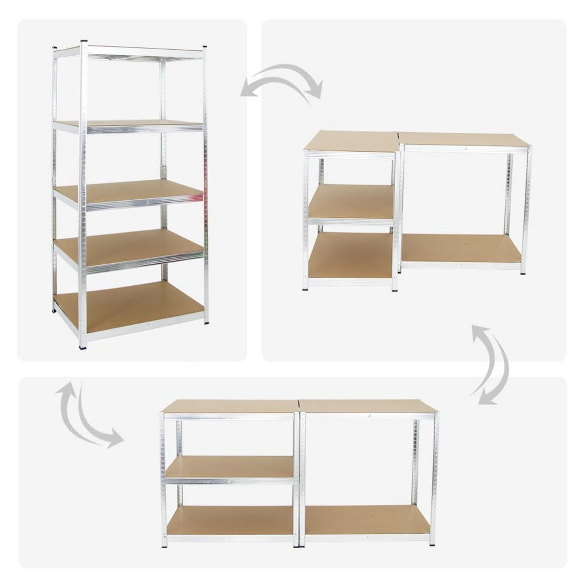 SCHWERLASTREGAL Ragnar 2er-Set mit 2x 180x90x60 cm Fachlast 175 kg Verzinkt - Silberfarben, Metall (180/180/60cm) - PROREGAL