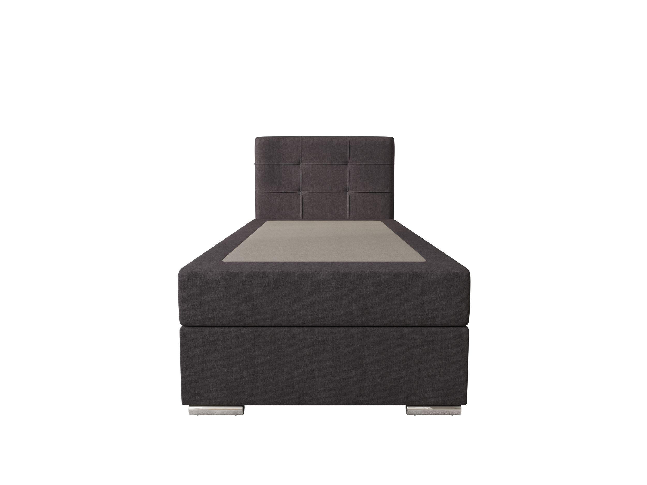 BOXBETT ZILANO 1 mit Matratze H3 und Topper 90x200 Cosmic 97 rechts - Grau, Holz/Textil (90/200cm) - Bedante