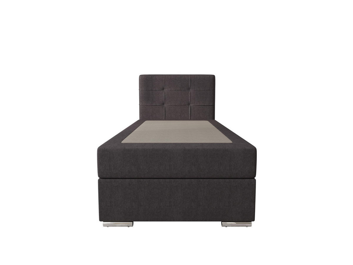 BOXBETT ZILANO 1 mit Matratze H3 und Topper 90x200 Cosmic 97 rechts - Grau, Holz/Textil (90/200cm) - Bedante