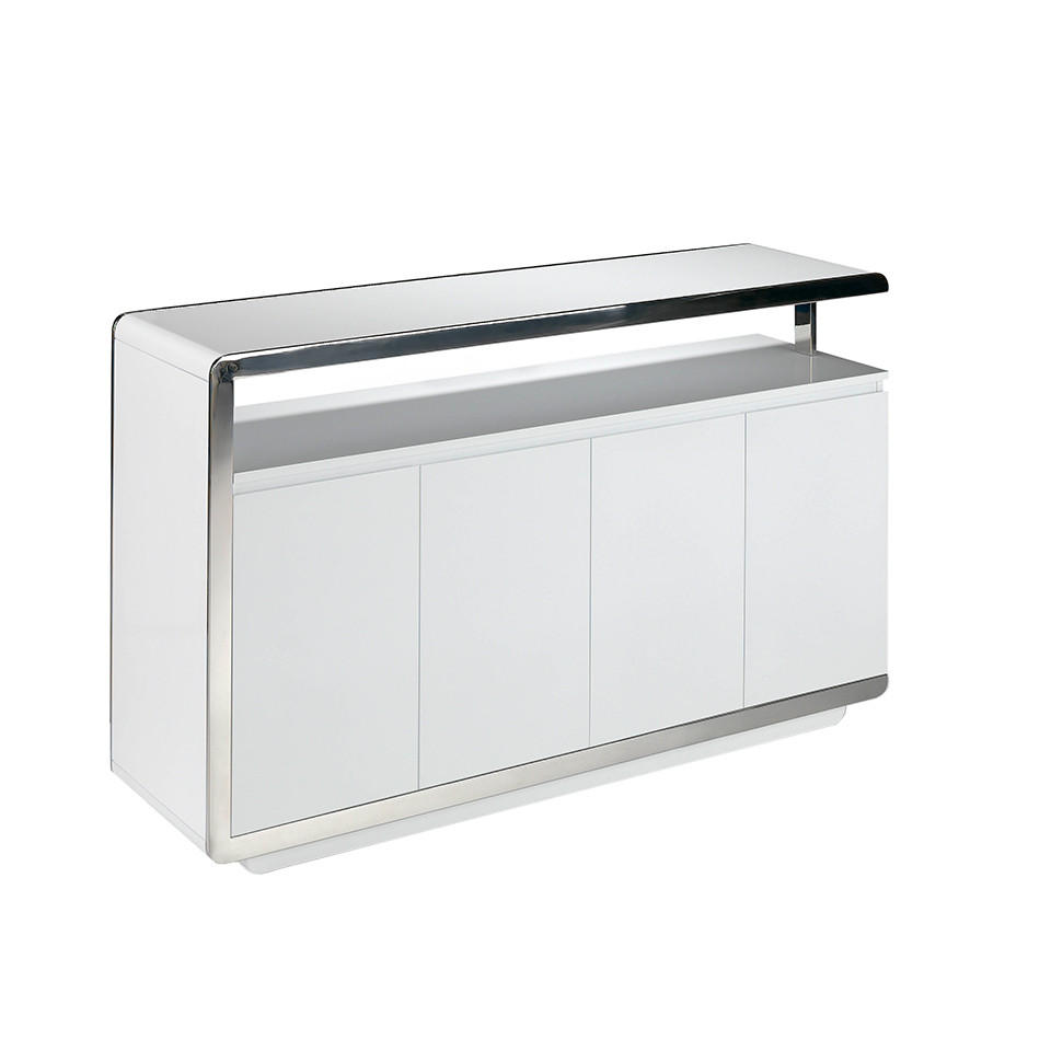 SIDEBOARD Weiß Stahl 140/40/85 cm - Edelstahlfarben/Weiß, Holz/Metall (140/85/40cm) - ANGEL CERDA