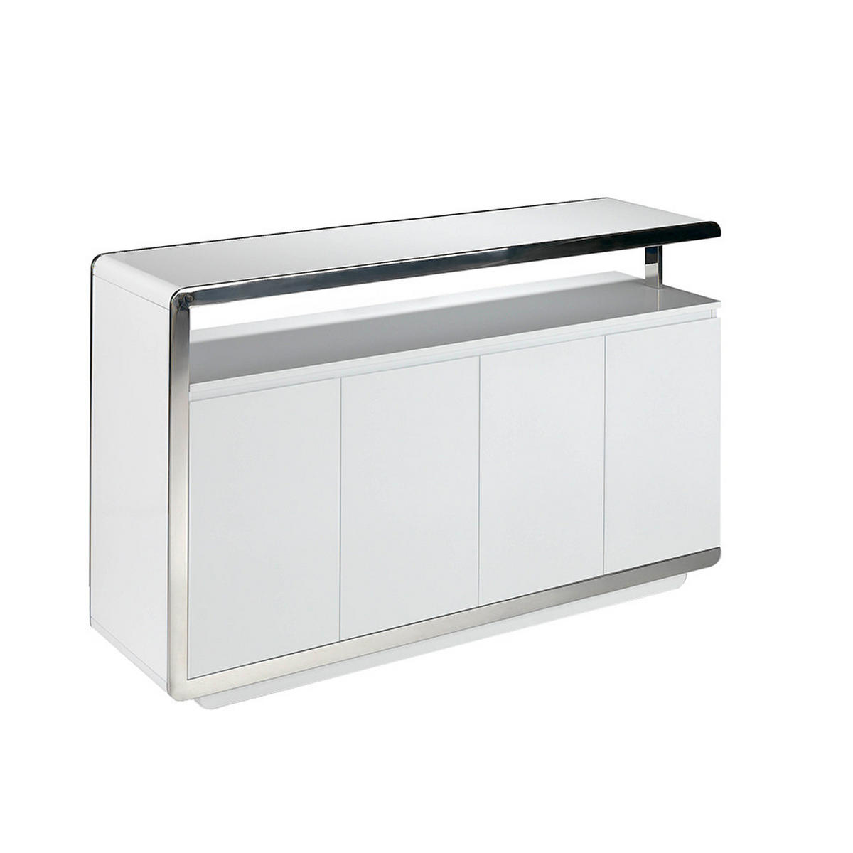 SIDEBOARD Weiß Stahl 140/40/85 cm - Edelstahlfarben/Weiß, Holz/Metall (140/85/40cm) - ANGEL CERDA