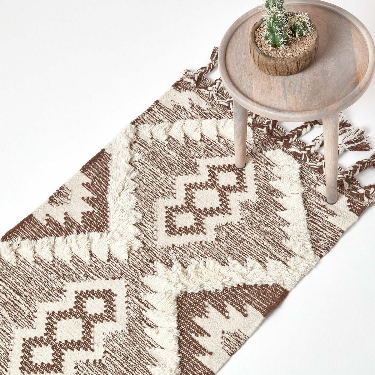 KELIM-TEPPICHLÄUFER Lhasa handgewebt 66/200 cm - Braun, Textil (66/200cm) - Homescapes