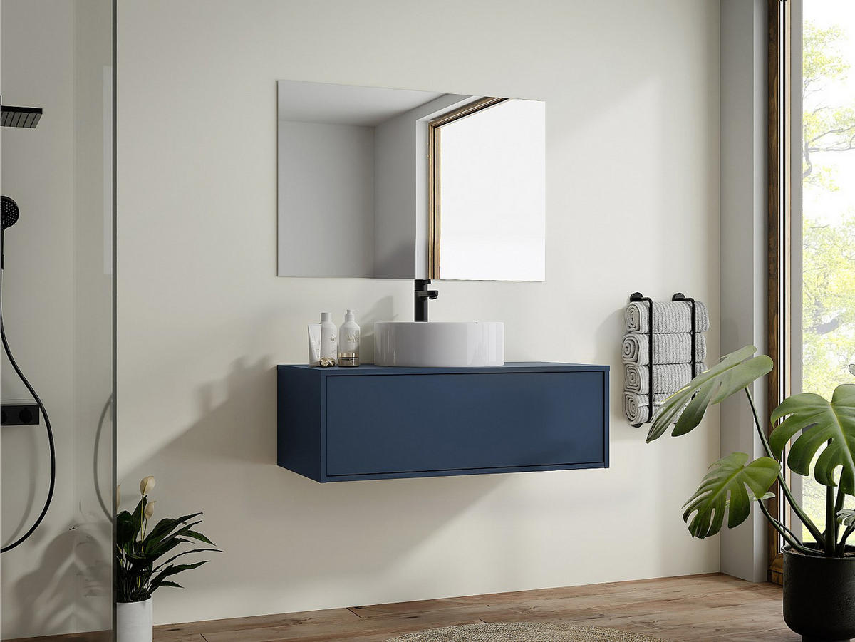 EINZELWASCHTISCH - 94 cm x 47 cm - Holz, Platte - Marineblau - TEANA - Dunkelblau, Holz (94/32/47cm) - Vente-Unique