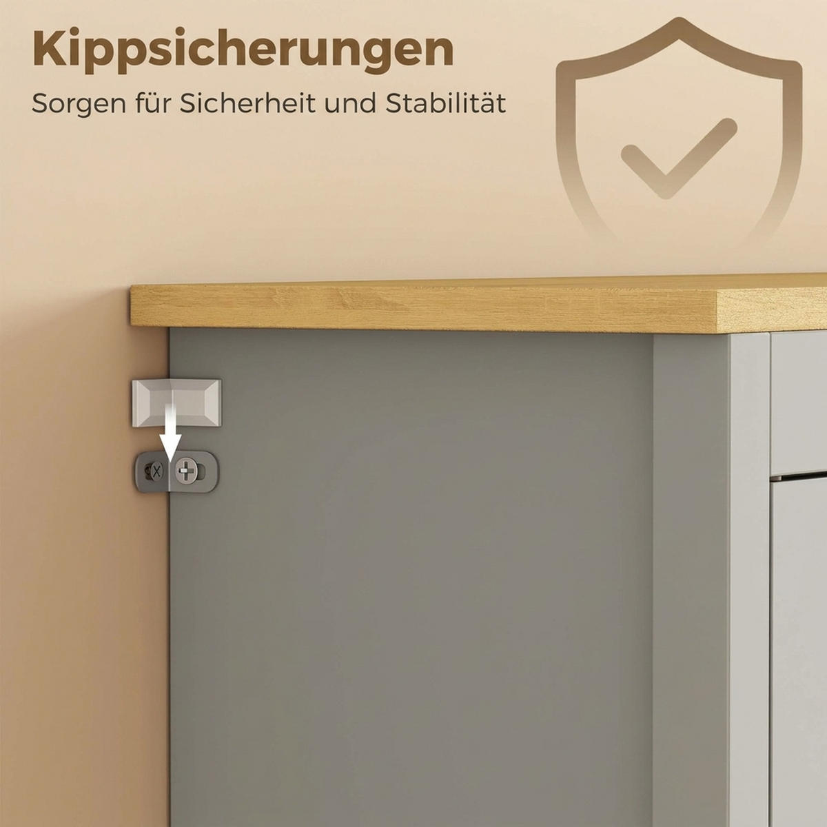 KÜCHENSCHRANK MDF Spanplatte Grau - Grau, Holzwerkstoff/Metall (40/180/100cm) - HOMCOM