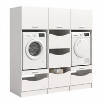WASCHMASCHINENUMBAU 3tlg. Set Mixx Bad in weiß Nachbildung - modernes Design - B/H/T: 192x195x68 cm - Weiß, Holzwerkstoff (192/195/68cm) - Homes & Jones
