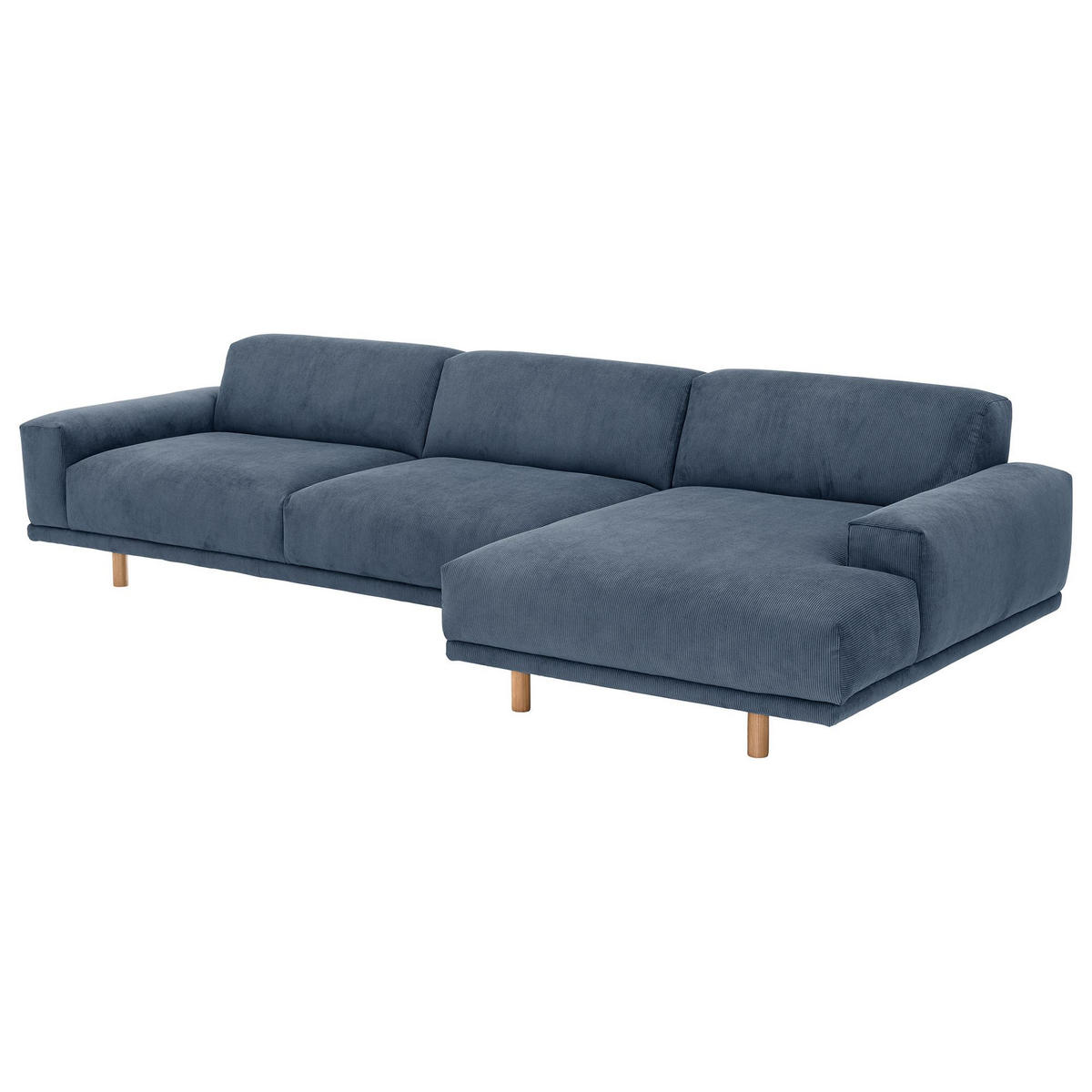 ECKSOFA mit Longchair rechts Kattryna Cordstoff blau - Blau, Kunststoff (133/283cm) - 58aufmkessel