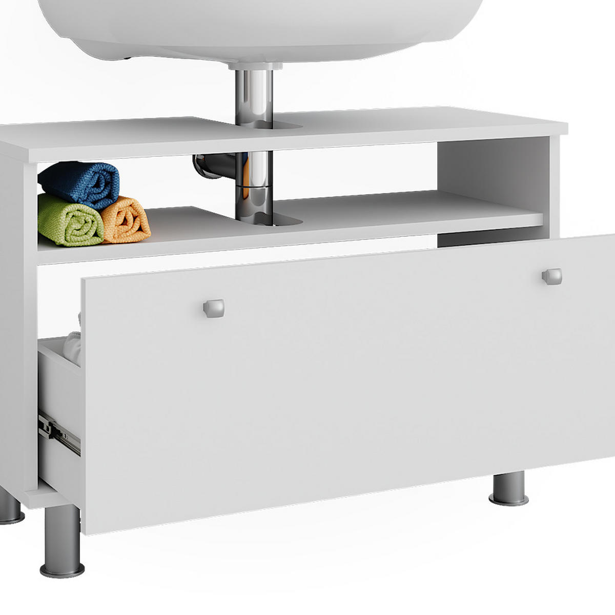 WASCHBECKENUNTERSCHRANK Fynn Weiß 80.2 x 54 cm mit Schublade - Weiß, Holzwerkstoff (80.2/54/32cm) - Vicco