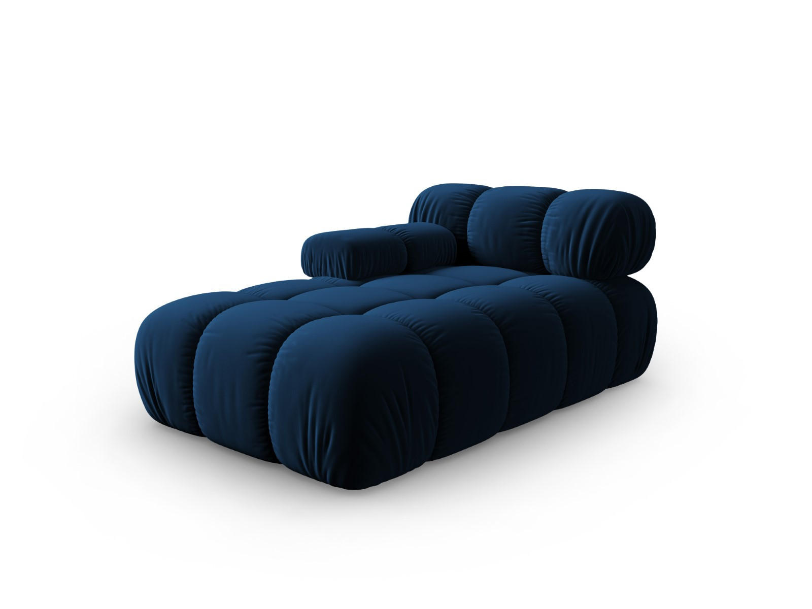 CHAISELONGUE links Bellis aus Samt königsblau - Blau, Textil (97/62/157cm) - Micadoni