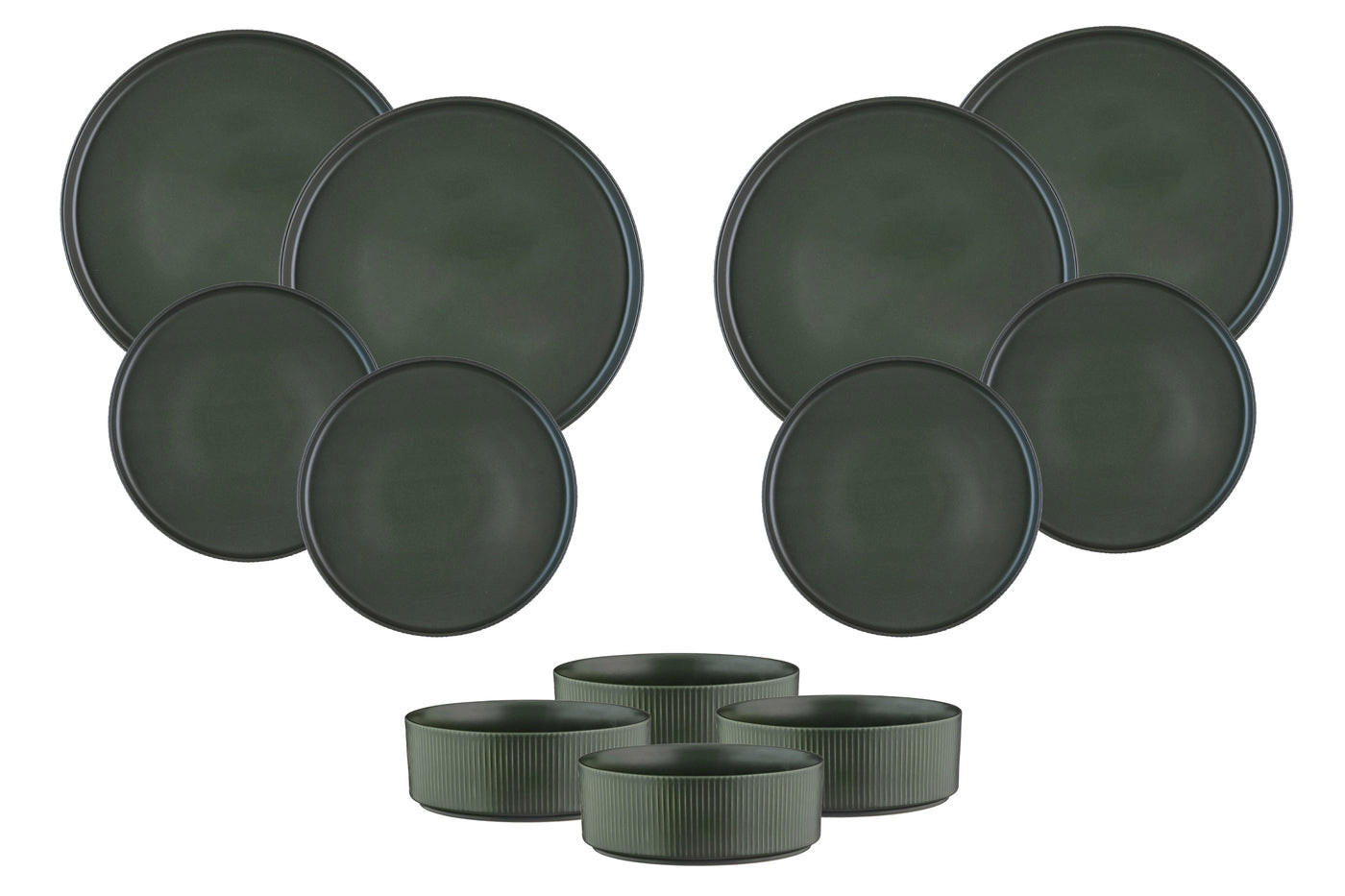 SERVICE Die Essentials Scandi - 12er-Set - Olive - Grün, Keramik (1/1/1cm) - Björn