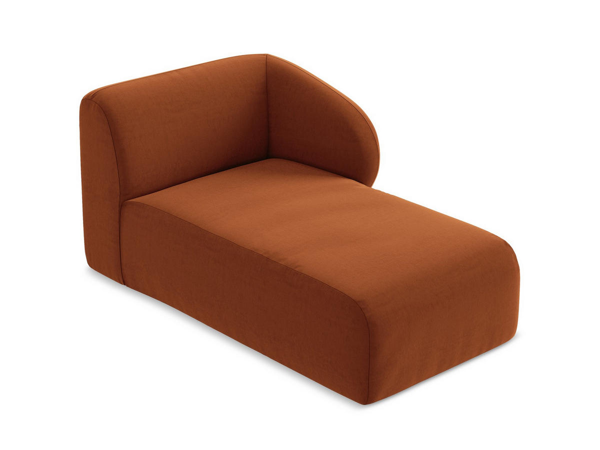 SOFAELEMENT Rechts Samt Stoff Orange - Terra cotta/Schwarz, Holzwerkstoff/Kunststoff (91/75/166cm) - Makamii