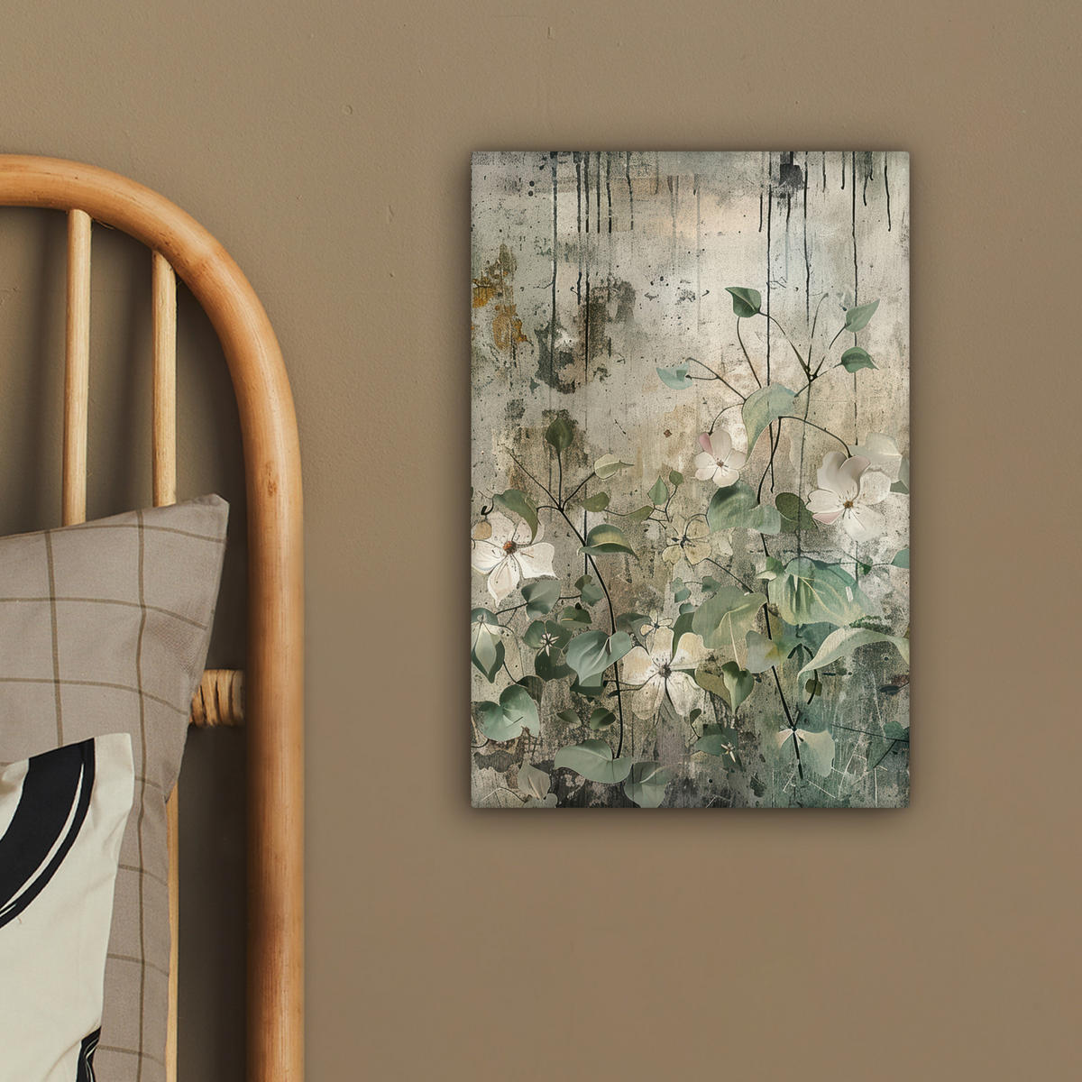 LEINWANDBILD - Blumen - Blätter - Abstrakt - Modern - 20x30 - Bilder - Grau, Textil (20/30cm) - MuchoWow