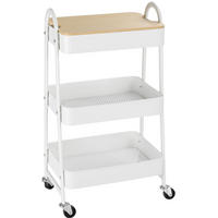 KÜCHENWAGEN mit 3 Böden, Deckel und Rollen 45 x 31 x 79,4 cm Weiß - Weiß, Metall (31/79.4/45cm) - Beauniv