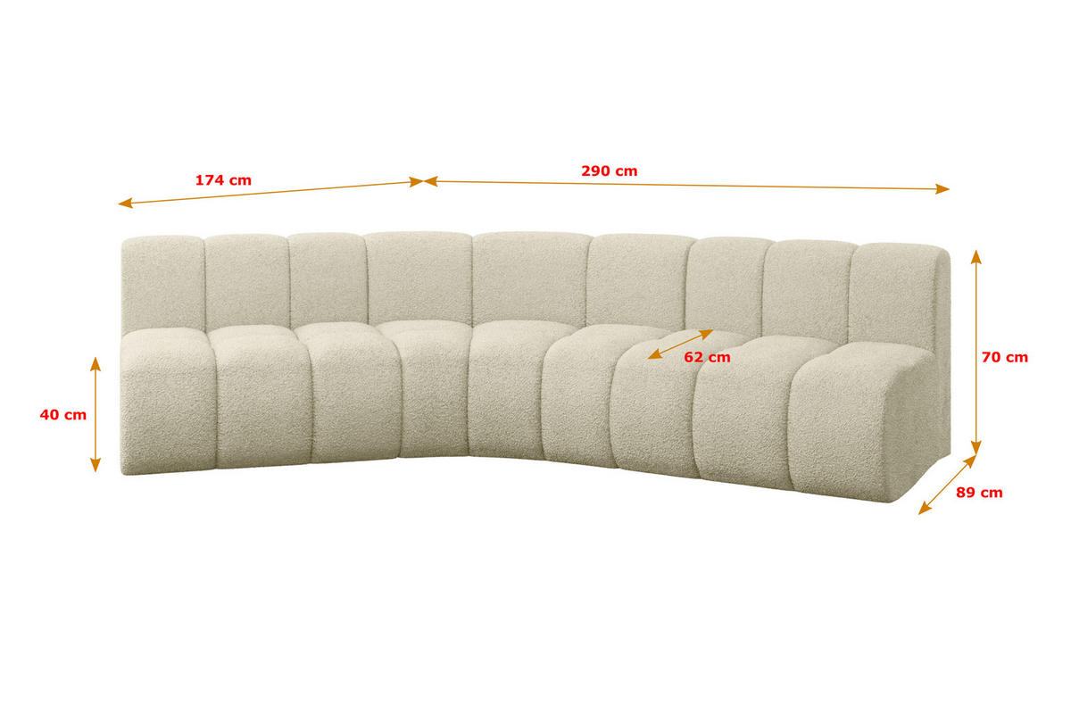 ECKSOFA modulares Sofa Montra-L1 - 290x174x70 cm Beige - Beige, Holzwerkstoff/Textil (290/174cm) - ALTDECOR