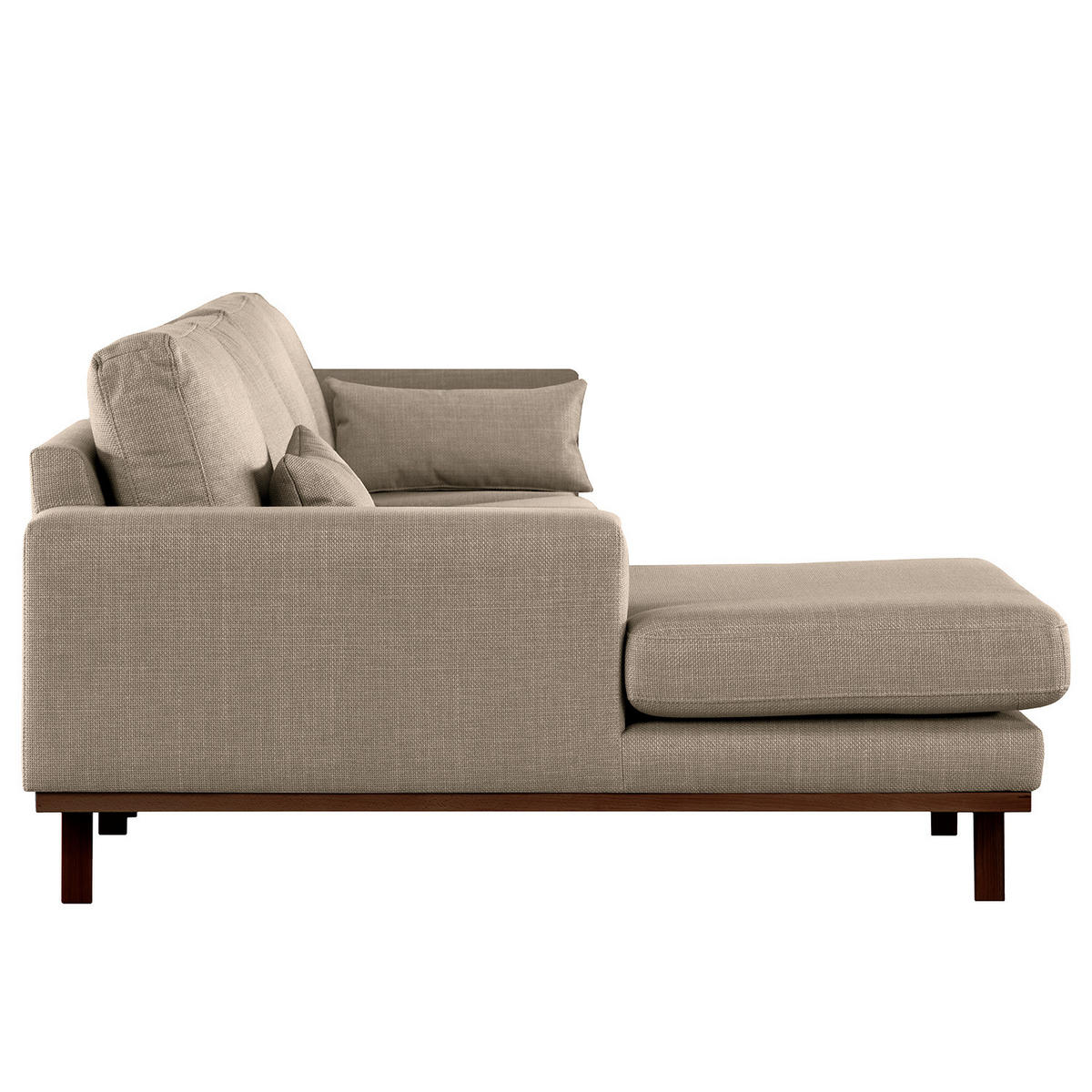 ECKSOFA mit Longchair - Taupe/Buchefarben, Textil (281/153cm) - home24