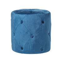 SAMT-POUF Windsor blau, runder Hocker 40/40/40 cm - Dunkelblau, Textil (40/40/40cm) - Homescapes