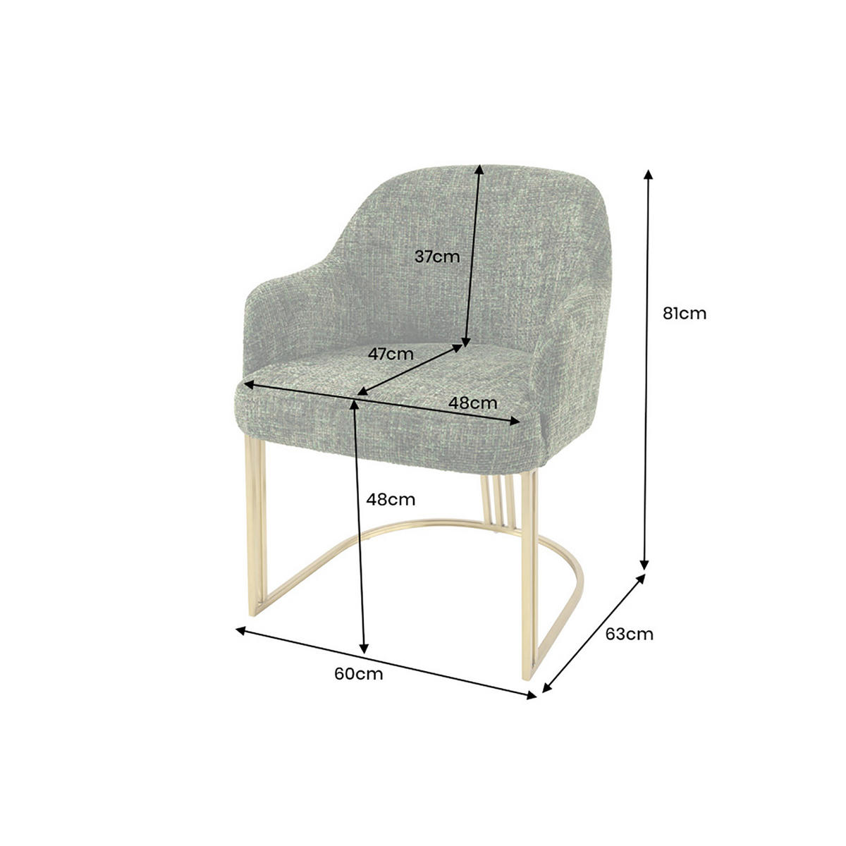 STUHL EXTRAVAGANCIA Chenille Dunkelgrün 80 cm - Goldfarben/Grün, Kunststoff/Metall (60/81/63cm) - riess-ambiente