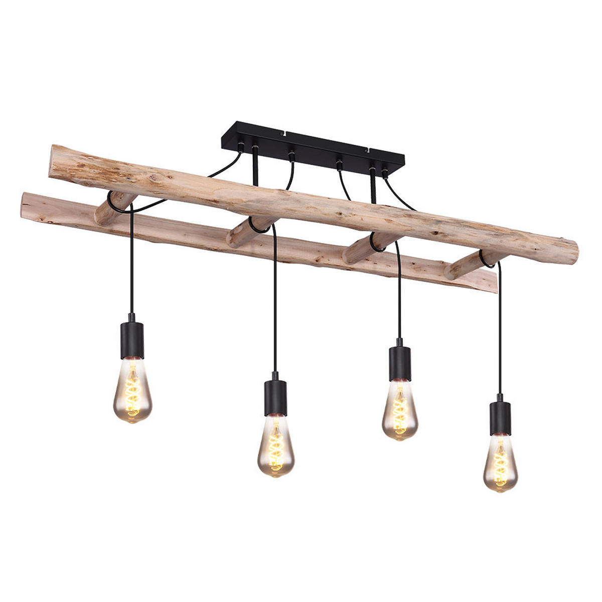 HÄNGELEUCHTE IRMGARD natur Schwarz - Schwarz, Holz (115/30/80cm) - Globo Lighting