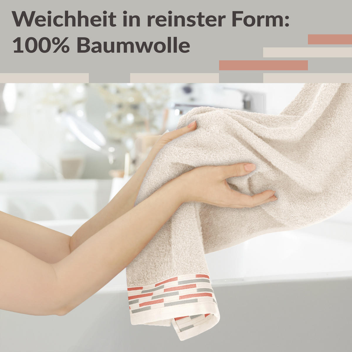 HANDTUCH Lugano Natur 2er 50x100 cm - Naturfarben, Textil (50/100cm) - Lashuma