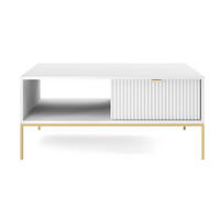 COUCHTISCH Vellore Weiß mit goldenen Metallbeinen 104/68/46 cm - Goldfarben/Weiß, Holzwerkstoff/Metall (68/104/46cm) - Selsey