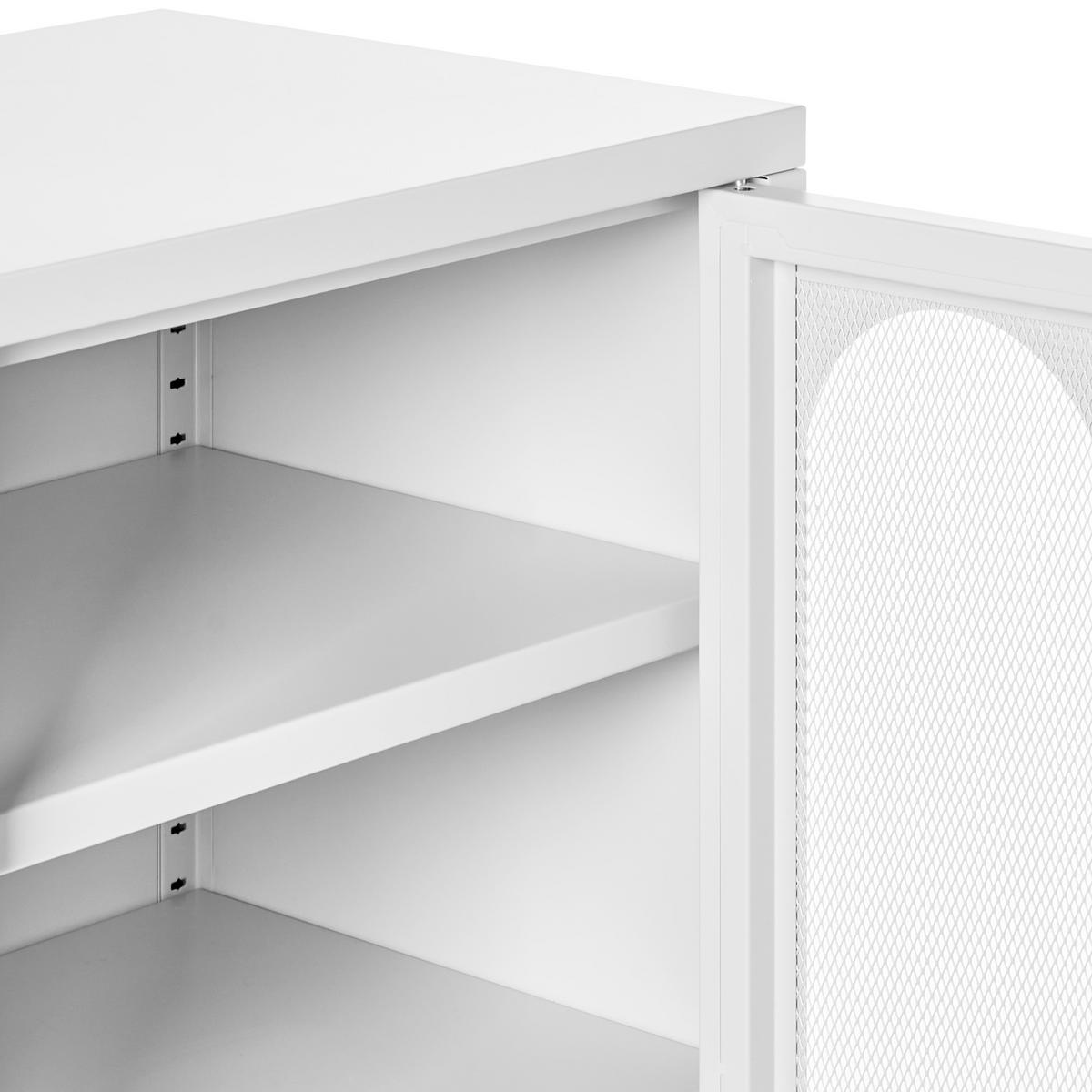 SIDEBOARD mit 2 Türen Metall Weiß Soletta - Weiß, Metall (84/108/35cm) - Beliani