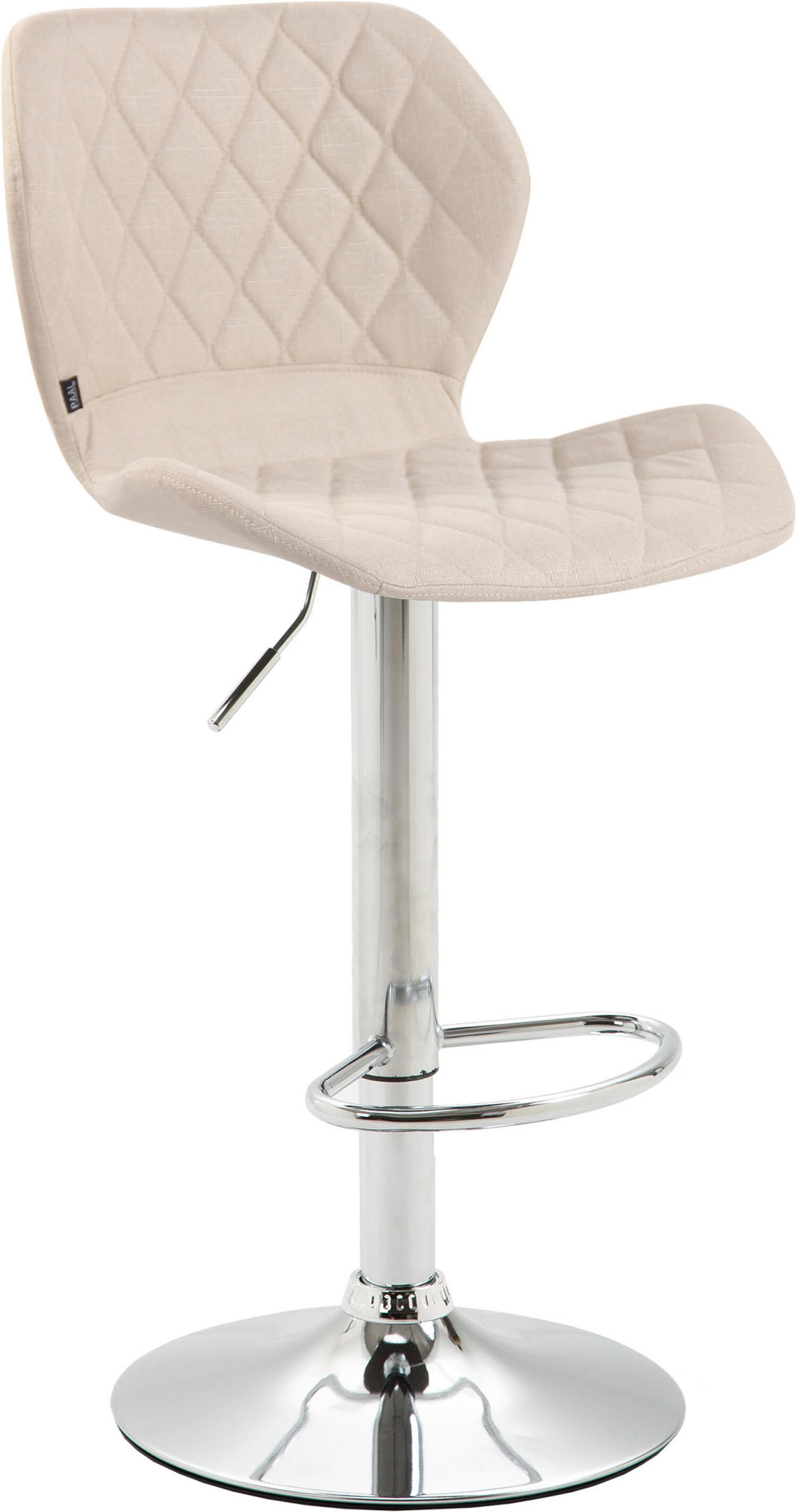 BARHOCKER Cora, Gestell Metall in Chromoptik, Stoff Creme - Chromfarben/Creme, Textil/Metall (47/100/51cm) - TPFLiving