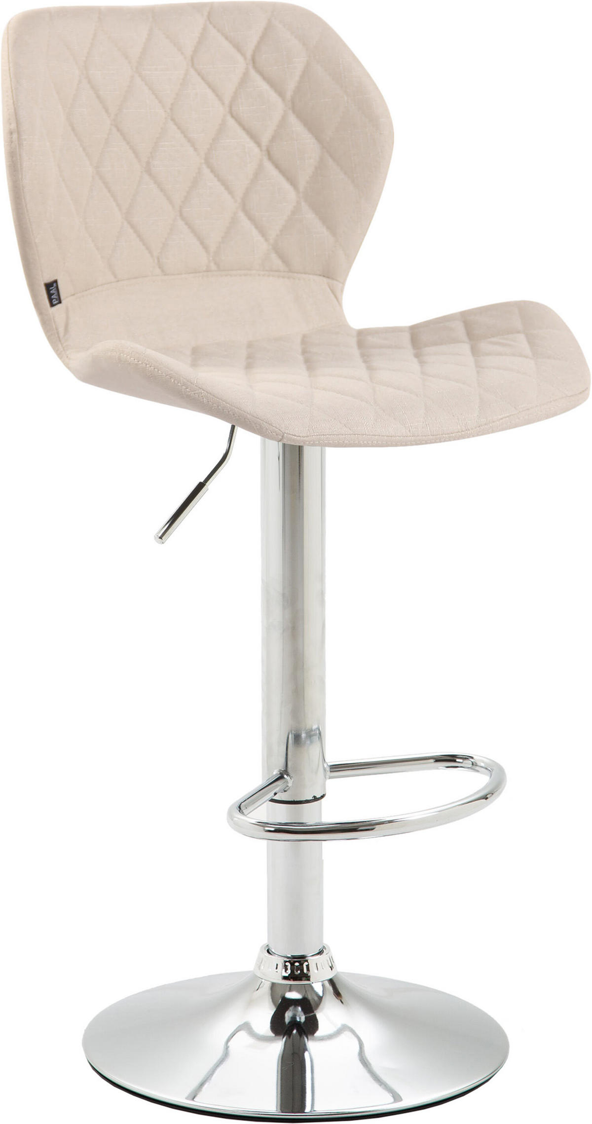 BARHOCKER Cora, Gestell Metall in Chromoptik, Stoff Creme - Chromfarben/Creme, Textil/Metall (47/100/51cm) - TPFLiving