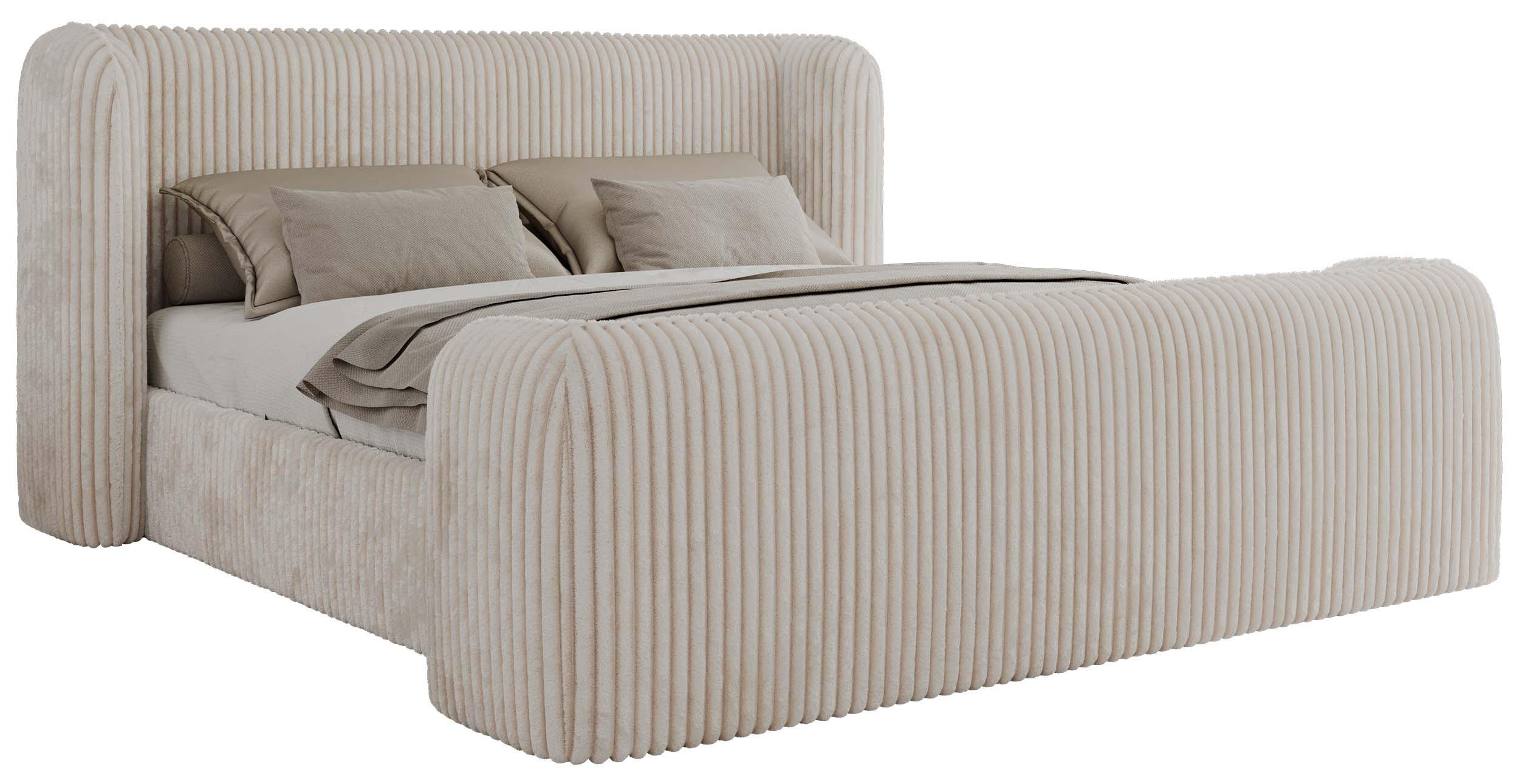 POLSTERBETT EMORA CLASSIC DUO 160/200 - Beige Cord - Schaum-Matratze - Beige, Textil (160/200cm) - MKS