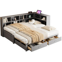 MULTIFUNKTIONSBETT aus Kiefernholz 90/180x190 cm Grau mit Ausziehbett, Stauraum und Steckdose - Grau, Holzwerkstoff (90/190cm) - IVMEU
