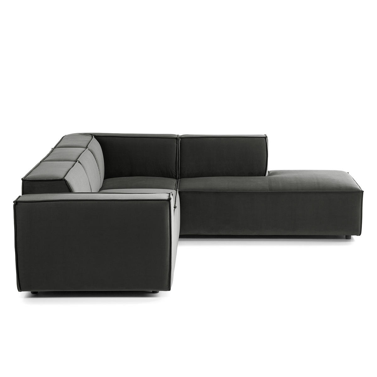 ECKSOFA mit Ottomane - Schwarz/Grau, Kunststoff/Textil (260/234cm) - home24