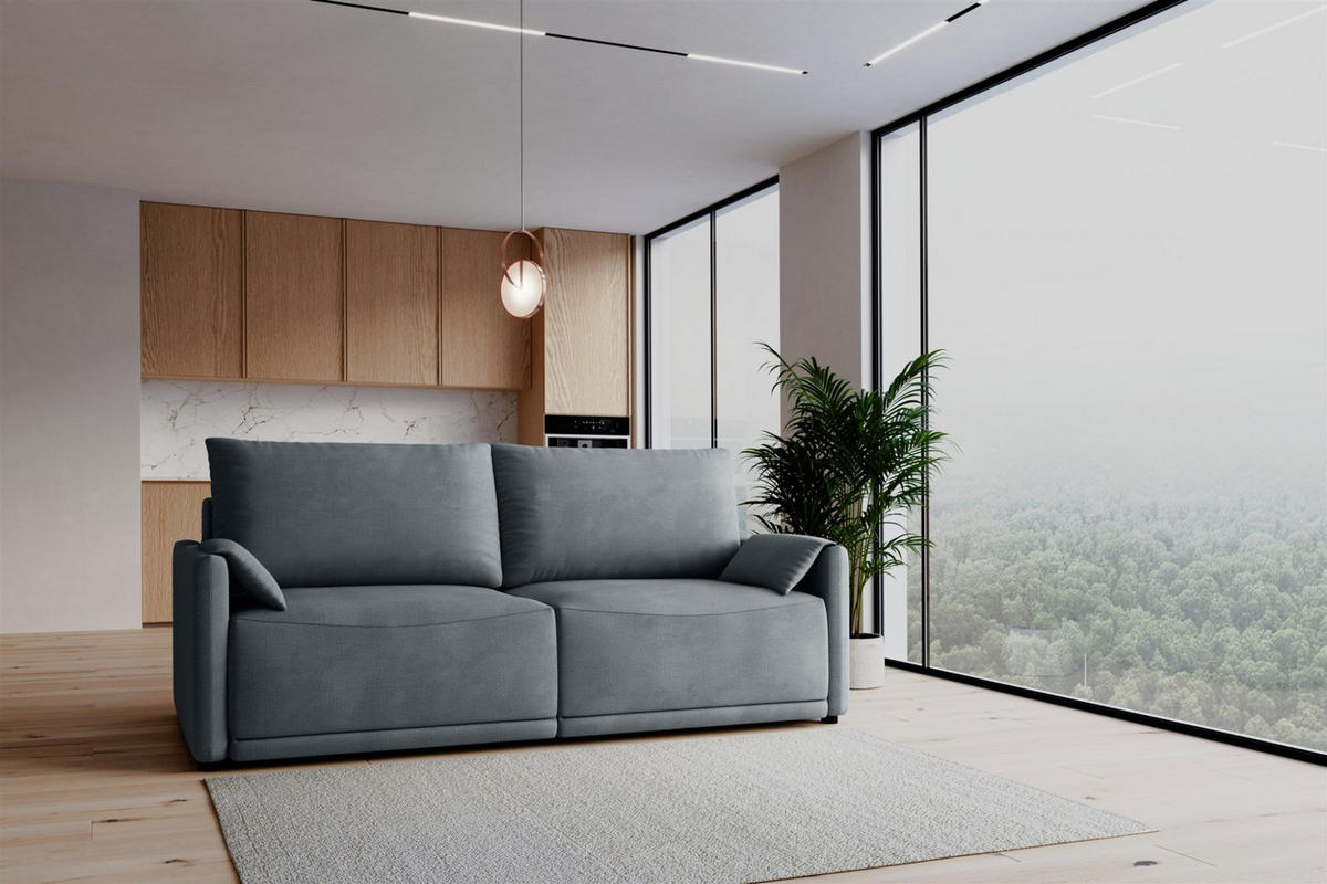 SCHLAFSOFA Mirena - Blaugrau, Holzwerkstoff/Textil (215/100/112cm) - Fun Möbel
