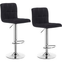 BARHOCKER 2er Set, drehbar, Leinen, Schwarz - Silberfarben/Schwarz, Textil/Metall (44/92/38.5cm) - Woltu