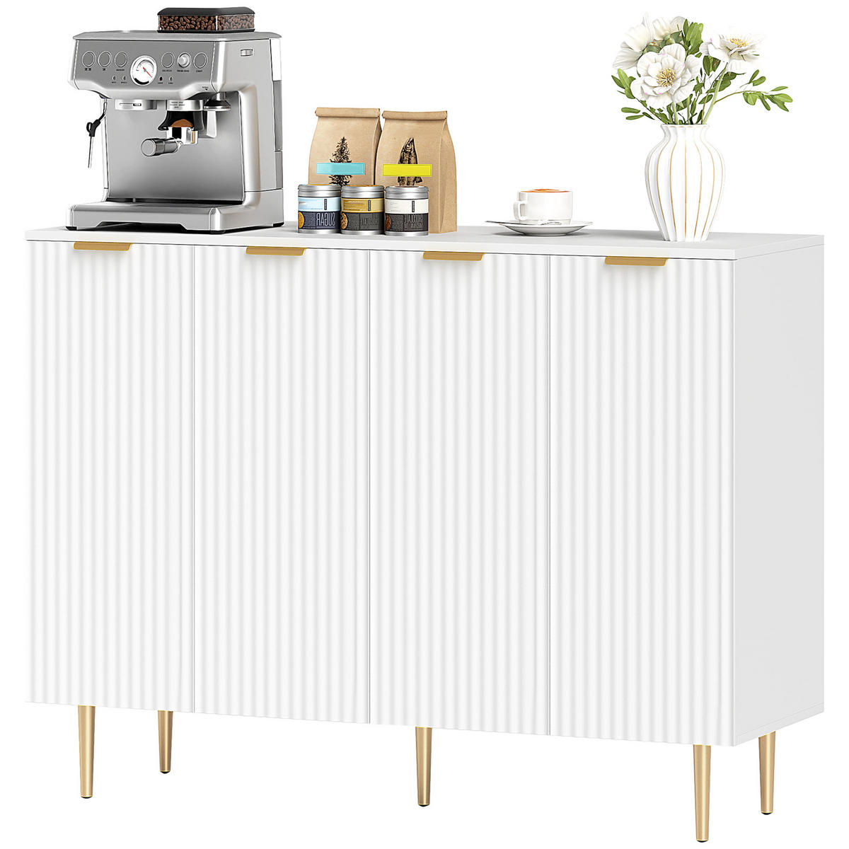 SIDEBOARD Weiß, 2 Doppeltüren, 120/40/90 cm - Weiß, Holz (120/90/40cm) - PANGIVO