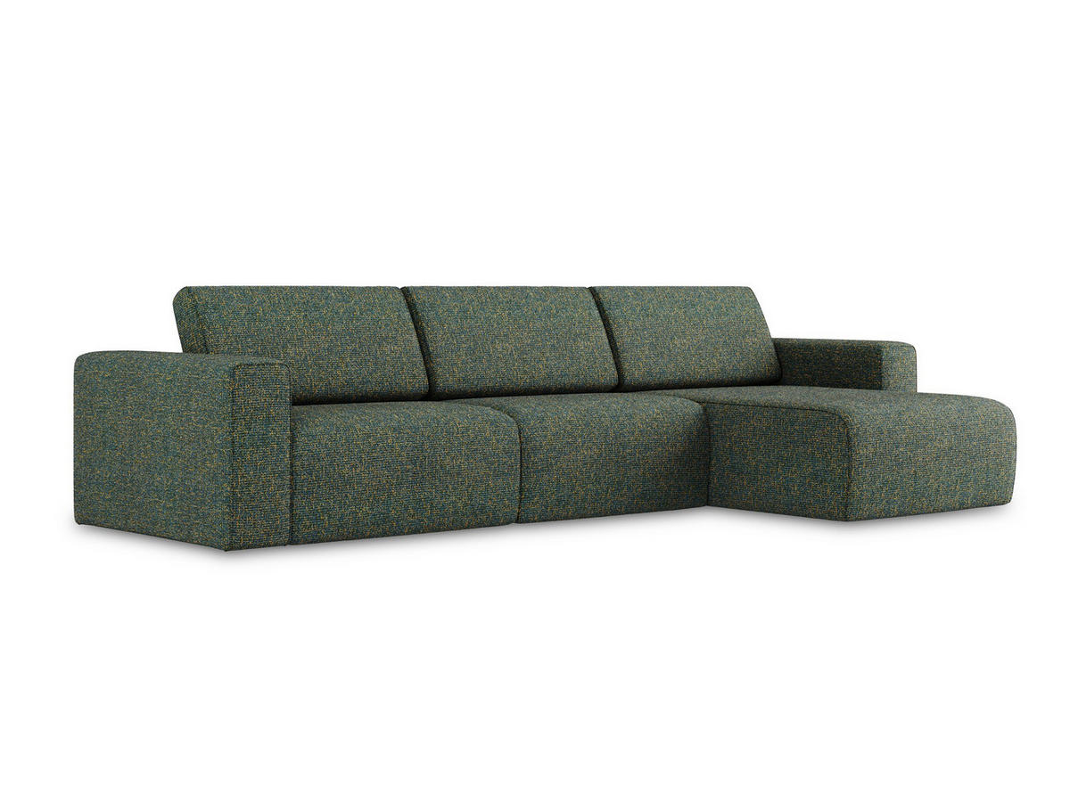 ECKSOFA rechts Strukturstoff Stoff Grün - Blau/Schwarz, Kunststoff/Textil (314/167cm) - Makamii