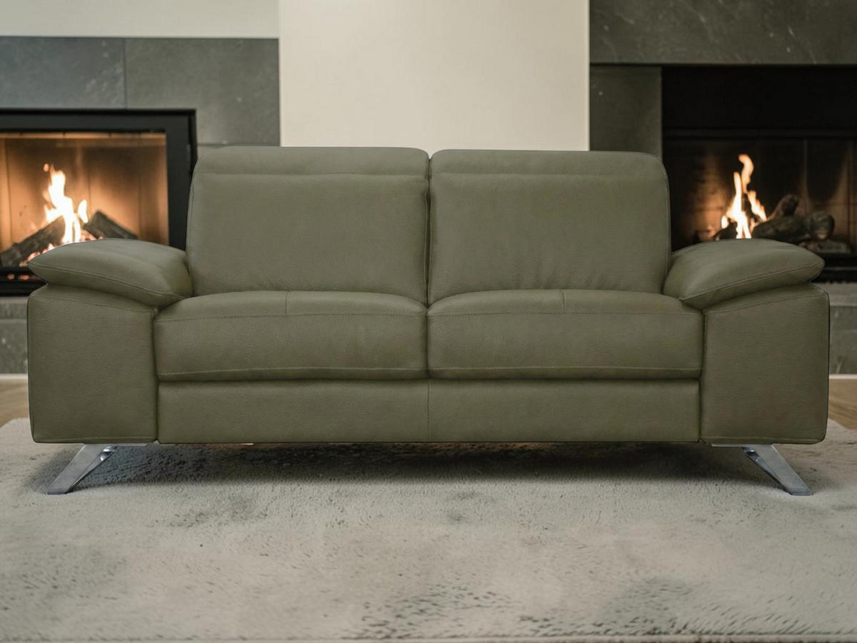 2-SITZER Sofa Genius Echtleder Olivgrün - Olivgrün, Leder/Metall (180/80/104cm)