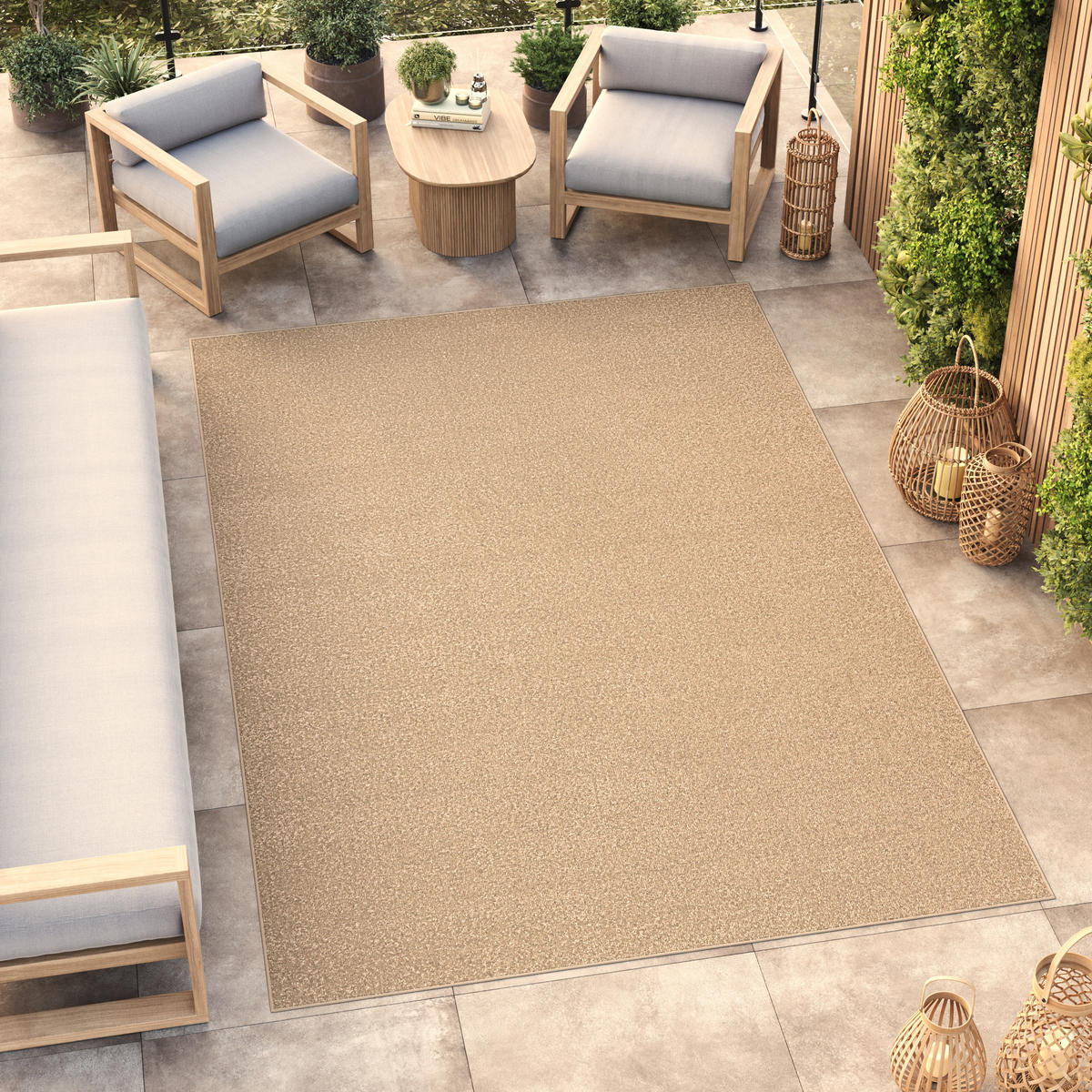 TAPISO MONO Outdoor Teppich Beige 120/170 cm - Beige, Textil (120/170cm) - Tapiso