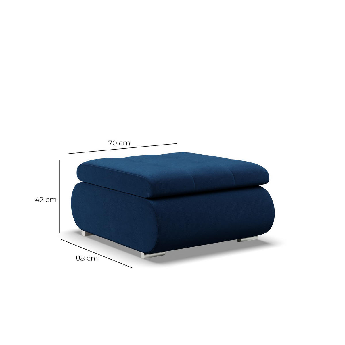SITZPOUF FÜR DAS WOHNZIMMER FORESTA, Dunkelblau - Dunkelblau, Textil (88/42/70cm)