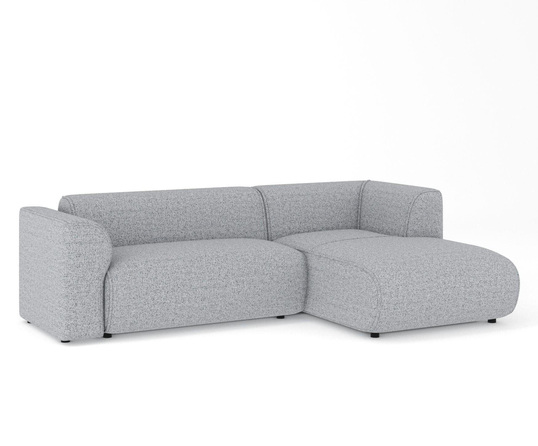 ECKSOFA Melani Grau Webstoff - Rechts Seite - Schwarz/Grau, Holz/Holzwerkstoff (162/256cm) - Maison de Reve