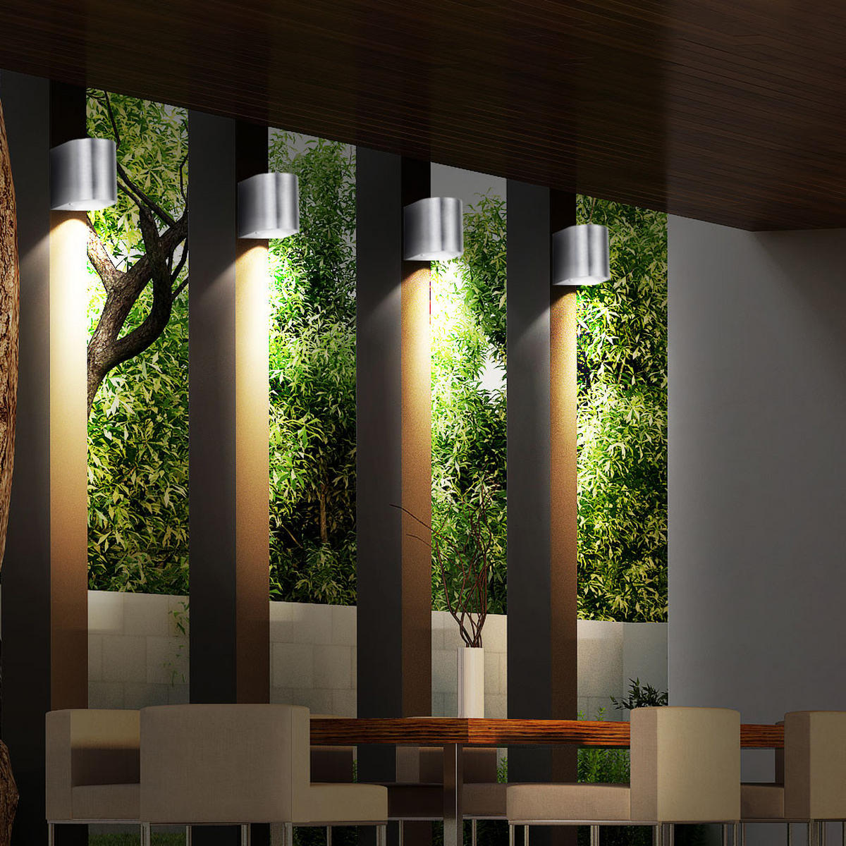 AUSSEN-WANDLEUCHTE Glas Silber gebürstet 4er Set - Silberfarben, Glas (7/8/9.4cm)