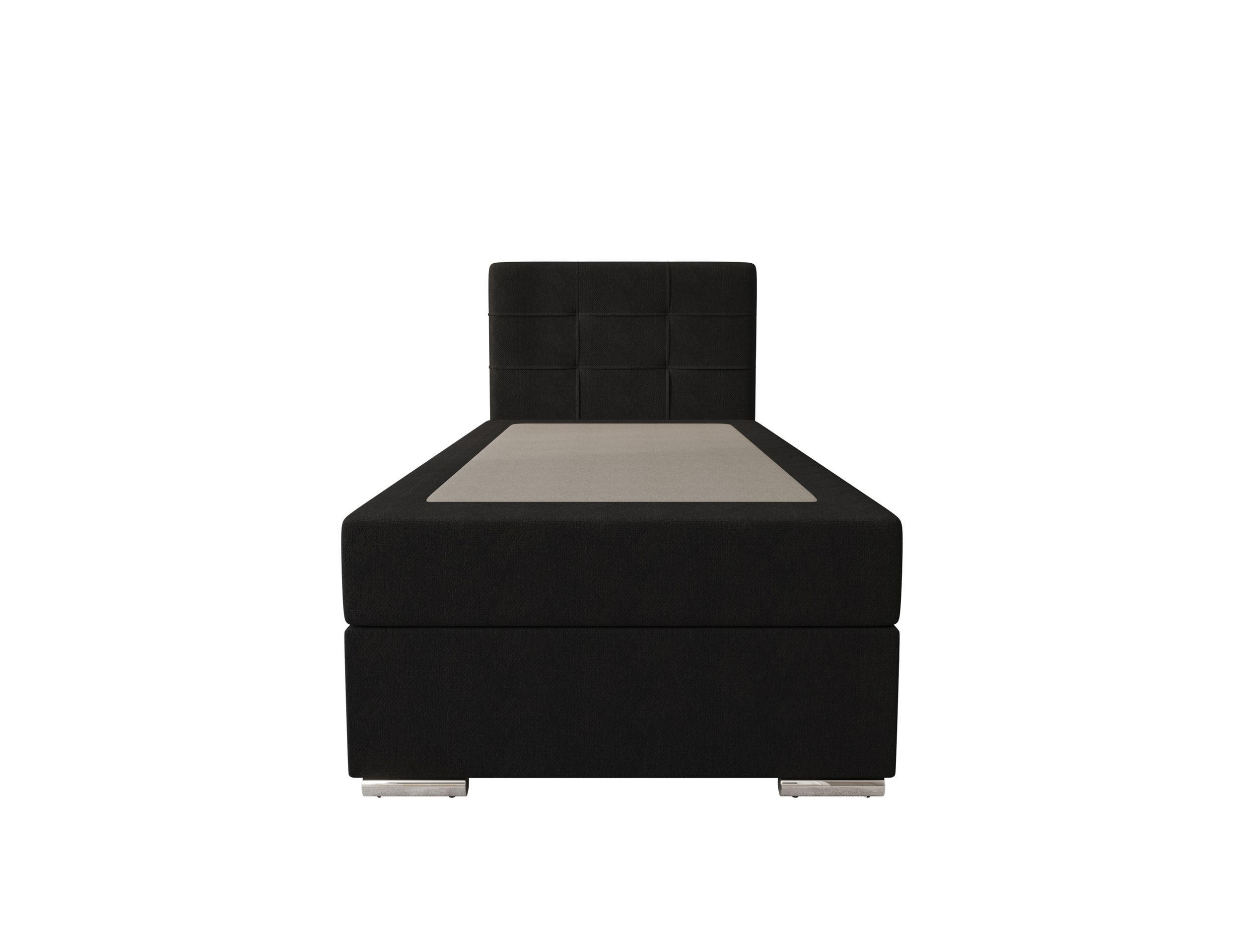 BOXBETT ZILANO 1 mit Matratze H3 und Topper 80x200 Cosmic 100 rechts - Schwarz, Holz/Textil (80/200cm) - Bedante