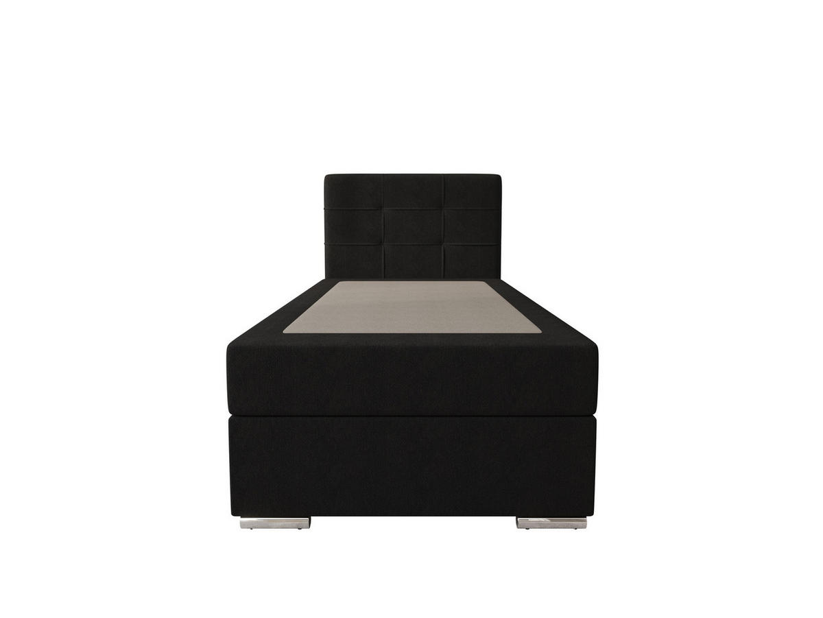 BOXBETT ZILANO 1 mit Matratze H3 und Topper 90x200 Cosmic 100 rechts - Schwarz, Holz/Textil (90/200cm) - Bedante