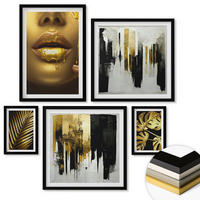 WANDBILDER 5er-Set - 50x50 cm & 20x30 cm & 40x60 cm Schwarzer Rahmen - Sonnenuntergangsbrücke Landschaft - Schwarz, Kunststoff (40/60cm) - ArtPrintCave