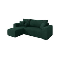 ROHOVÁ SEDAČKA s funkcí spaní, otoman vlevo SENO-L 249x139x85 zelená velur - černá/zelená barva, kompozitní dřevo/textil (249/139cm) - ALTDECOR