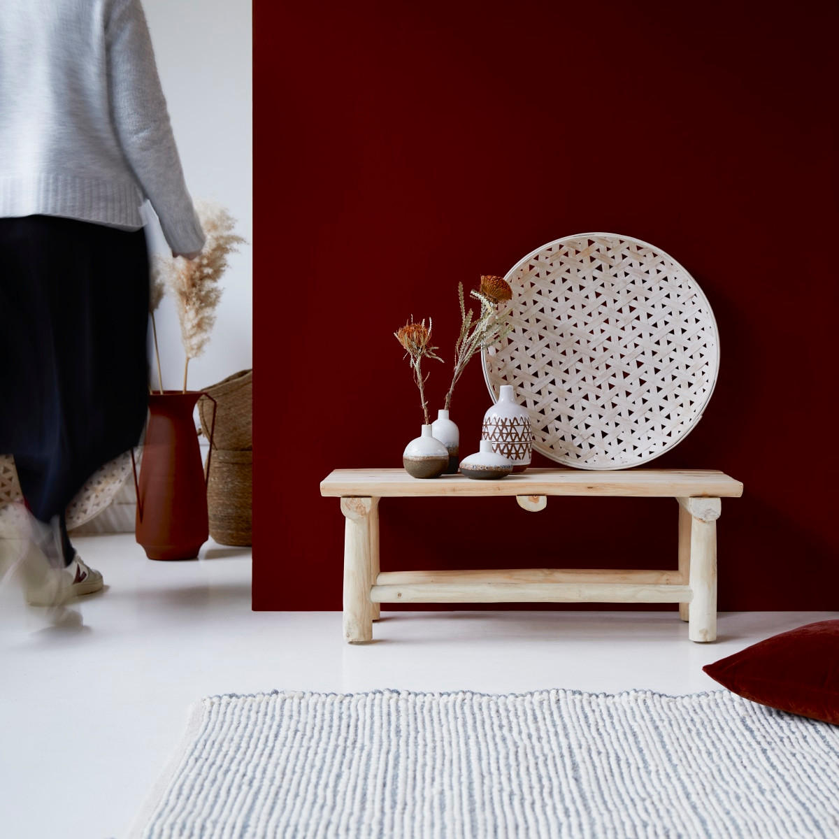 BEISTELLTISCH Kilim Natur aus Teak - Naturfarben, Holz (30/80/30cm) - Tikamoon