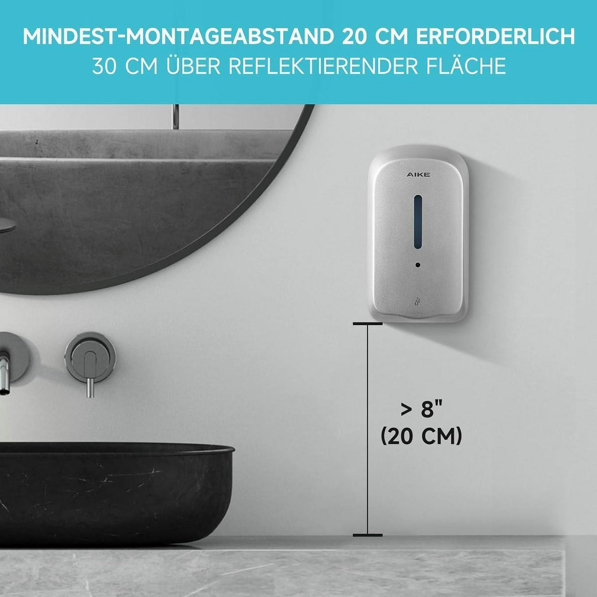 SEIFENSPENDER Wandmontiert 1000 ml Silber Manipulationssicher - Silberfarben, Kunststoff (14.9/11.2/25.7cm)