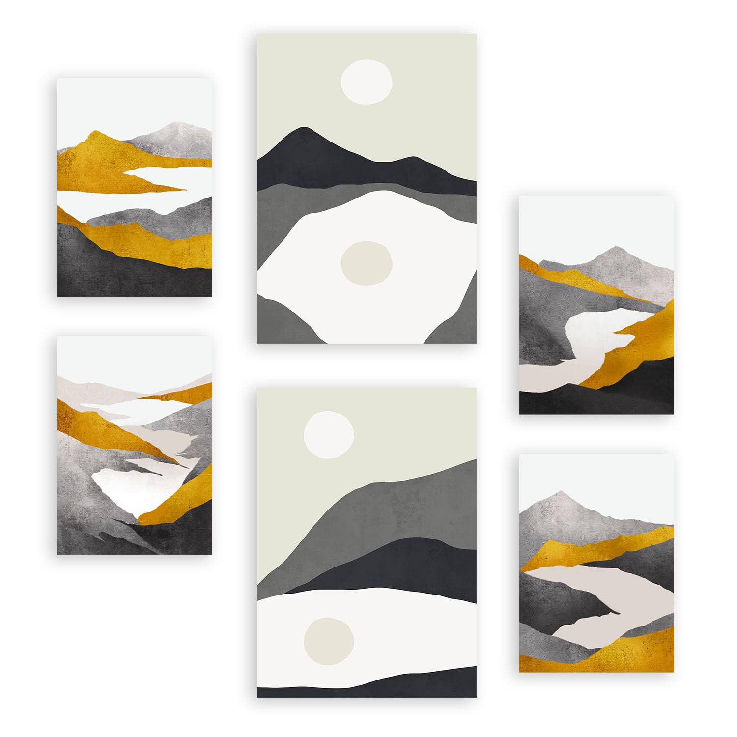 POSTER Set Mit 6 Bergrahmen In Kulissen Abstracts Ästhetische Dekorative Gemälde Für Ihr Wohnzimmer, Schlafzimmer, Zuhause A3 & A4 Rahmenlos - Klar, Papier (29/3cm) - Nacnic